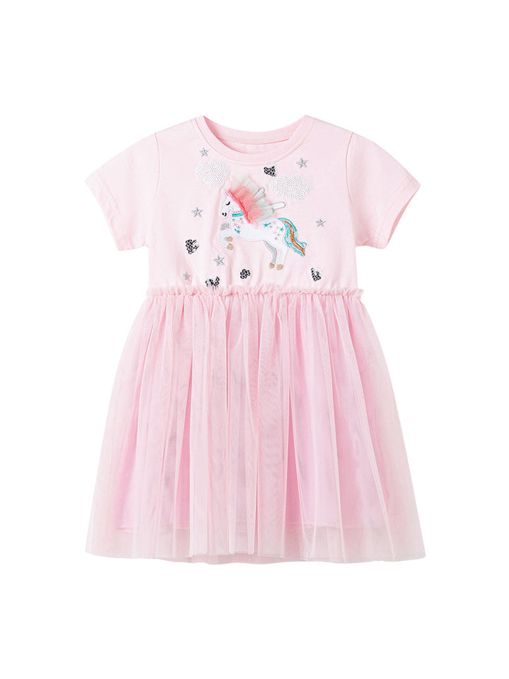 Girls Embroidered Cotton Fit & Flare Dress