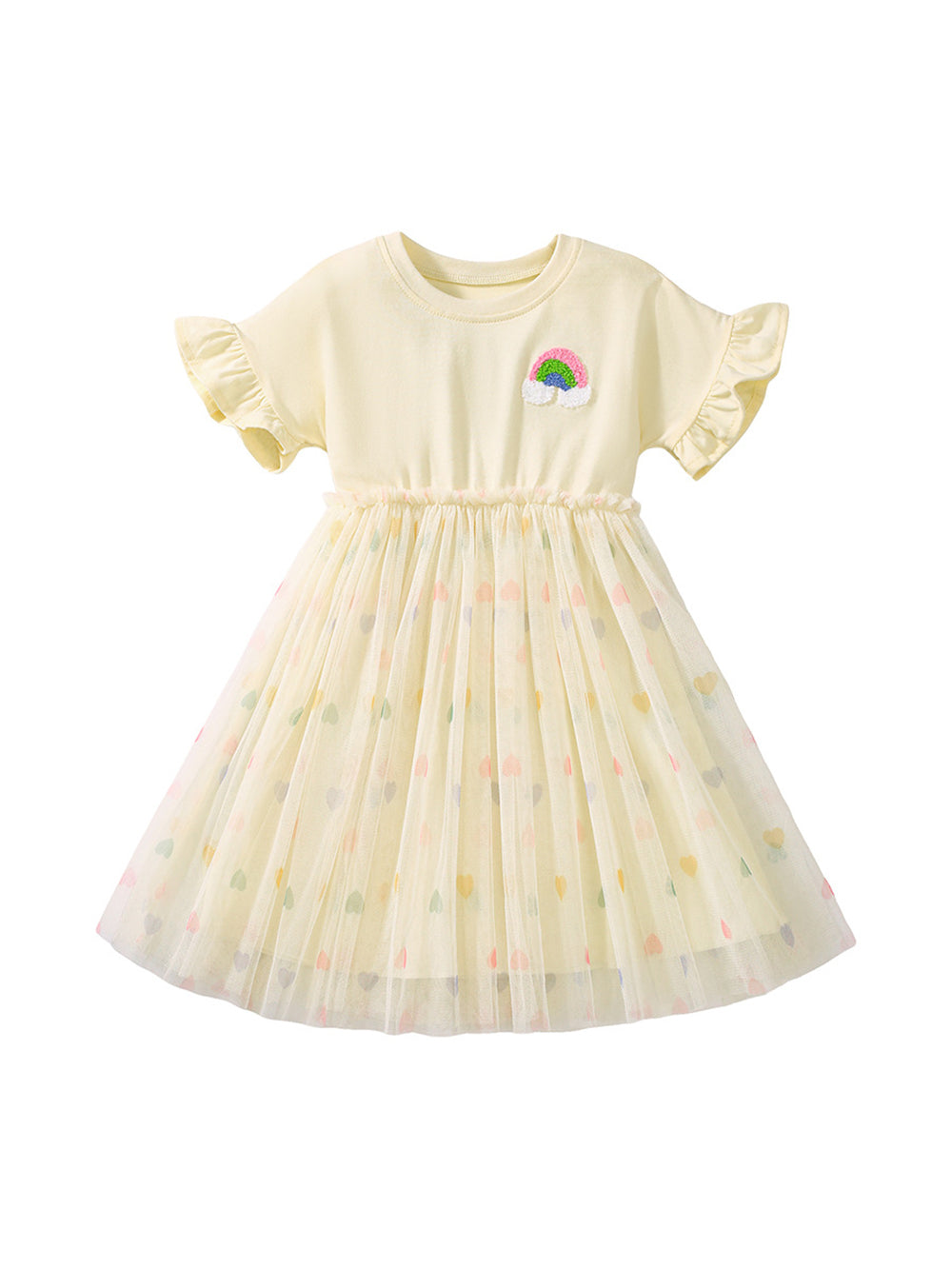 Girls Printed Cotton Net Fit & Flare Dress