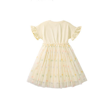 Girls Printed Cotton Net Fit & Flare Dress
