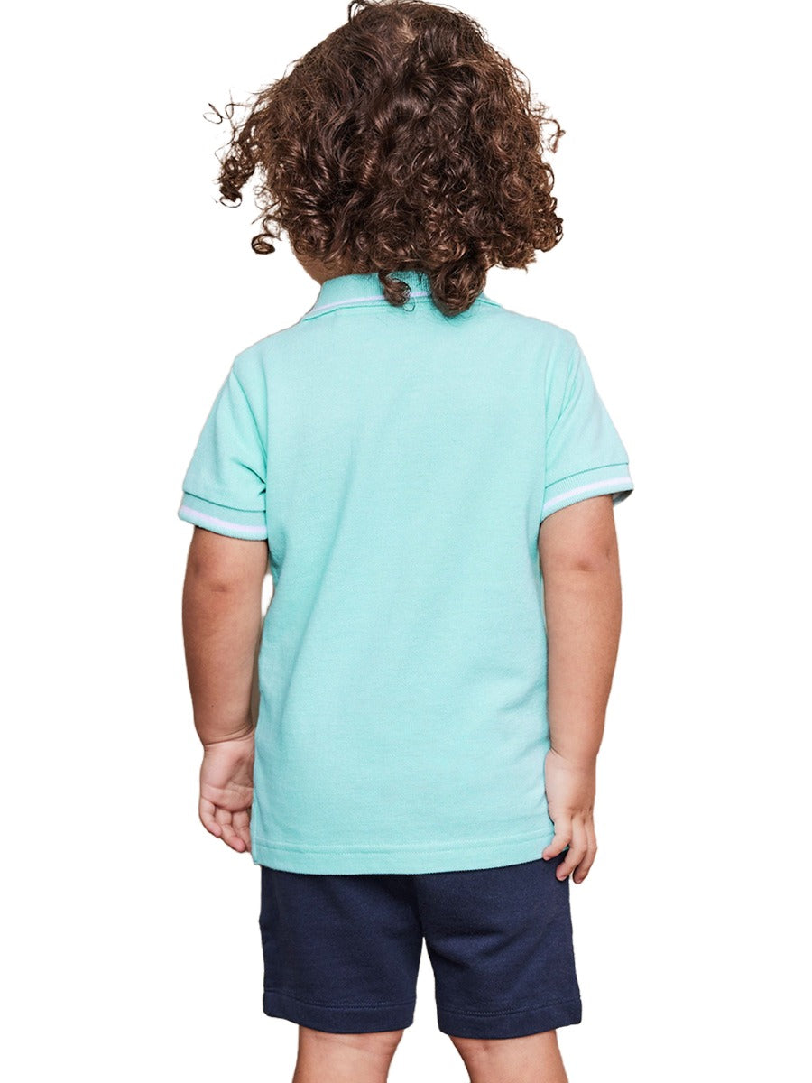 Boys Blue Graphic Printed T-Shirt with Shorts