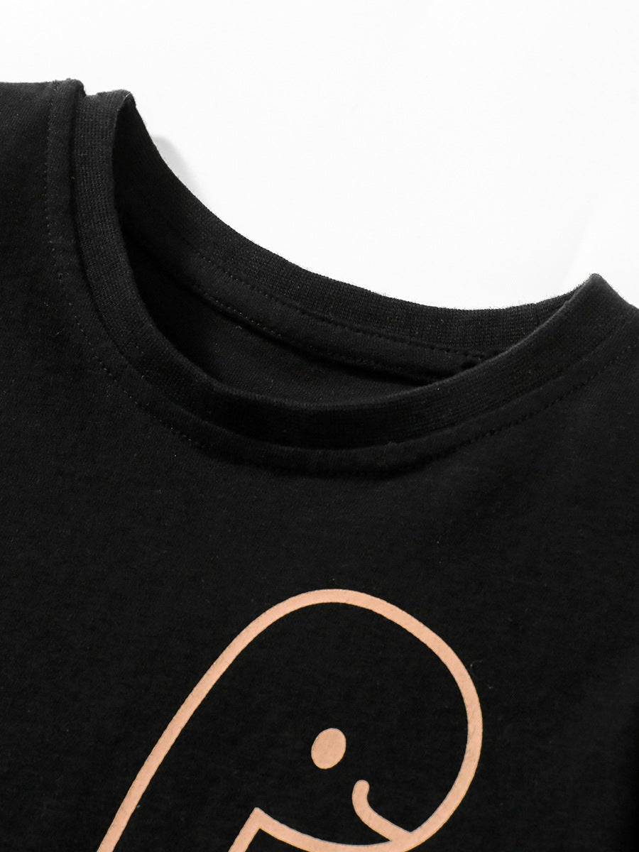 Black Boys Printed Pure Cotton T-shirt with Shorts