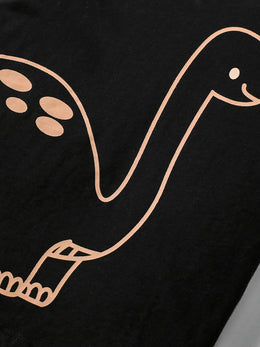 Black Boys Printed Pure Cotton T-shirt with Shorts