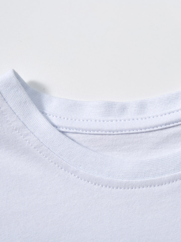 White Boys Printed Pure Cotton T-Shirt with Shorts