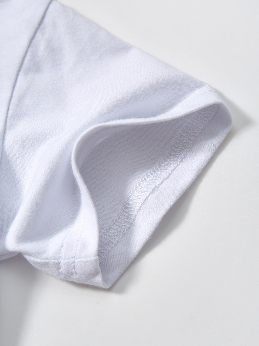 White Boys Printed Pure Cotton T-Shirt with Shorts