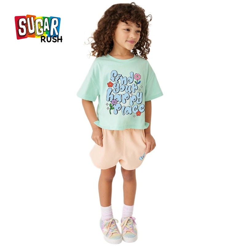 Girls Printed Pure Cotton Top with Shorts