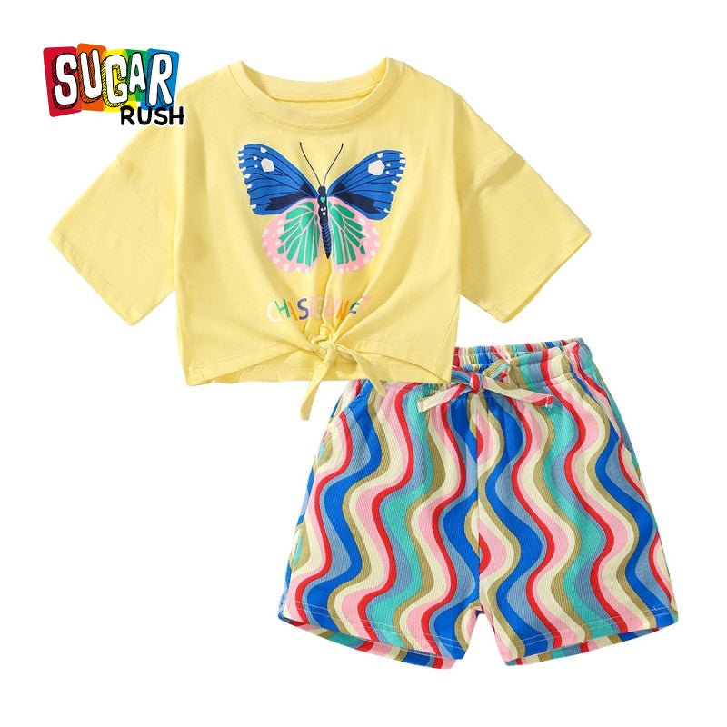 Girls Printed Pure Cotton T-shirt With Shorts