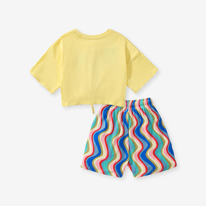 Girls Printed Pure Cotton T-shirt With Shorts