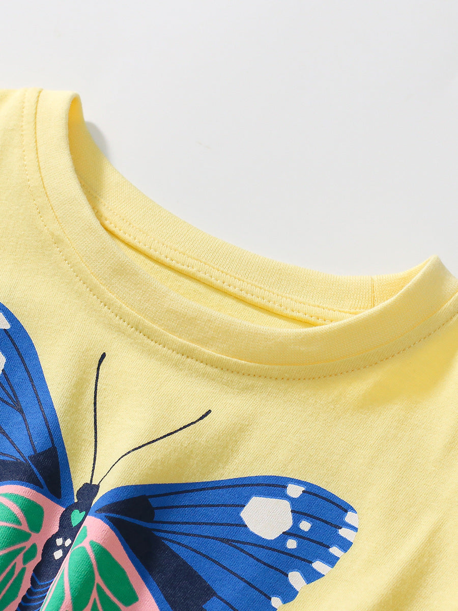 Girls Printed Pure Cotton T-shirt With Shorts