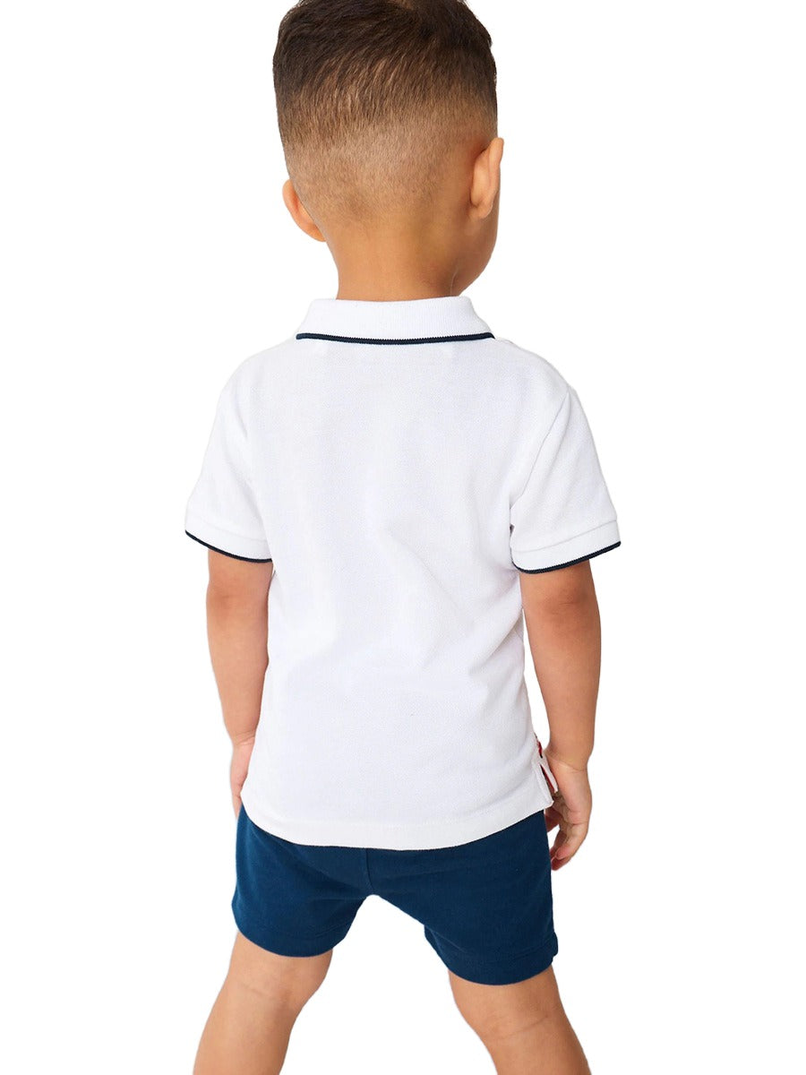 Boys White Graphic Printed Pure Cotton T-Shirt with Shorts