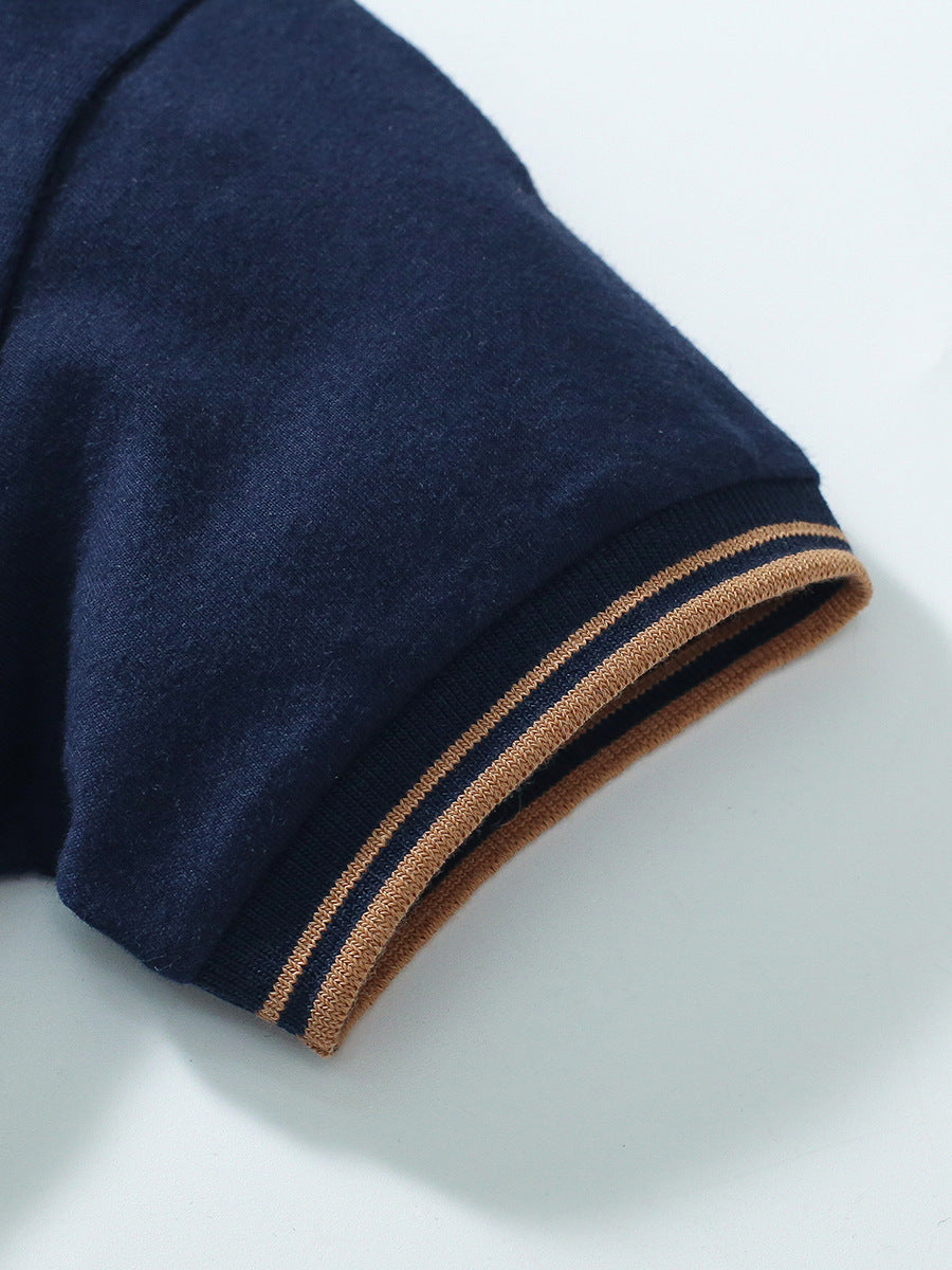 Boys Navy Blue Polo Collar Top with Shorts