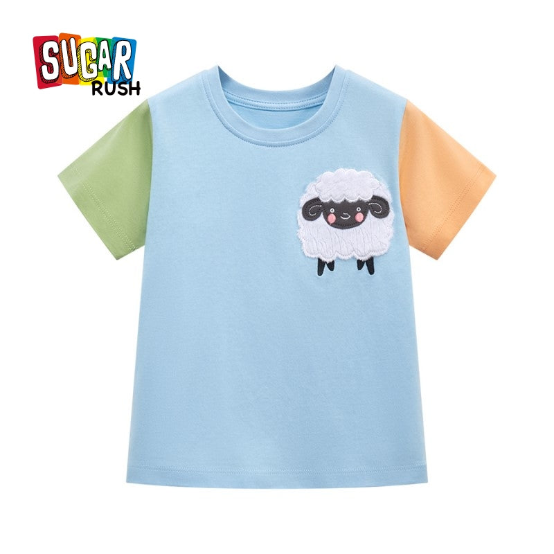 Blue Kids Graphic Printed Cotton T-shirt