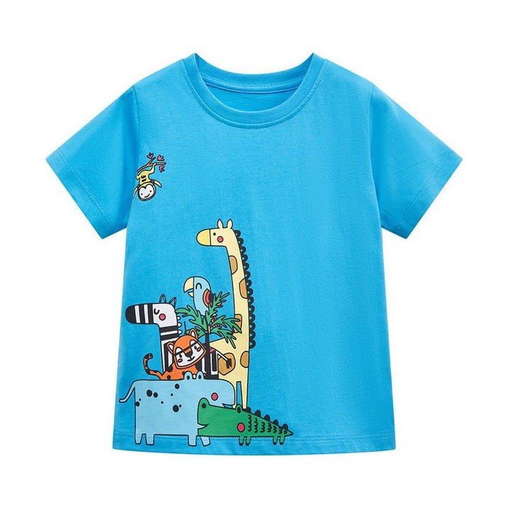 Kids Printed Cotton Regular Fit Round Neck T-shirt