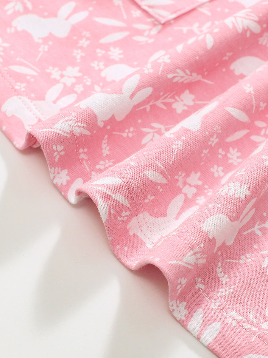 Girls Pink Floral Printed Peter Pan Collar Fit & Flare Dress