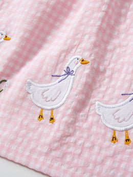 Girls Pink Checked A-Line Dress