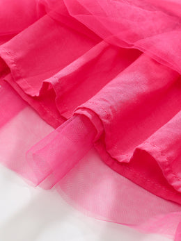 Girls Pink Drop-Waist Cotton Midi Dress