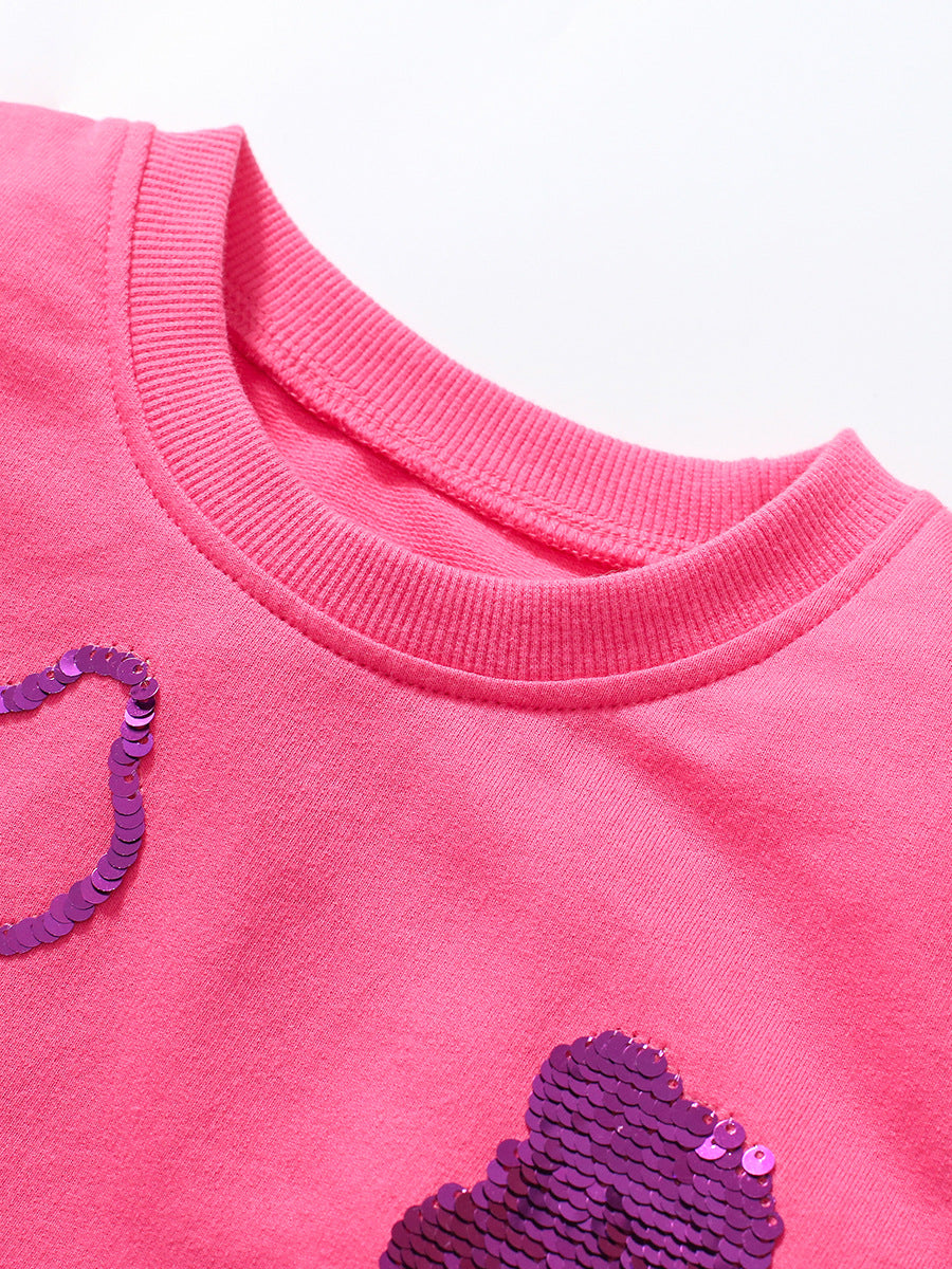 Girls Pink Drop-Waist Cotton Midi Dress