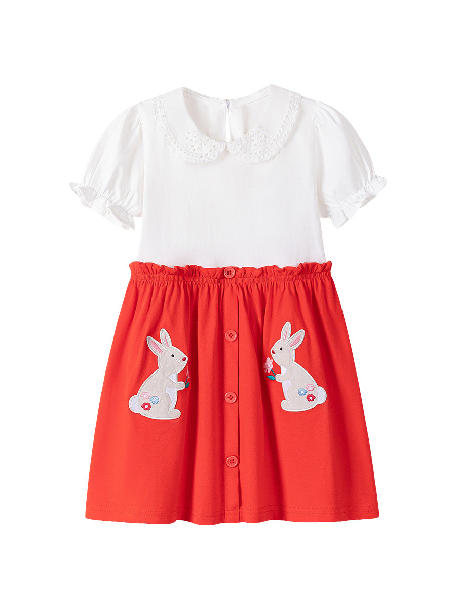 Girls Colourblocked Applique A-Line Midi Dress