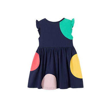 Girls Colourblocked Cotton A-Line Midi Dress