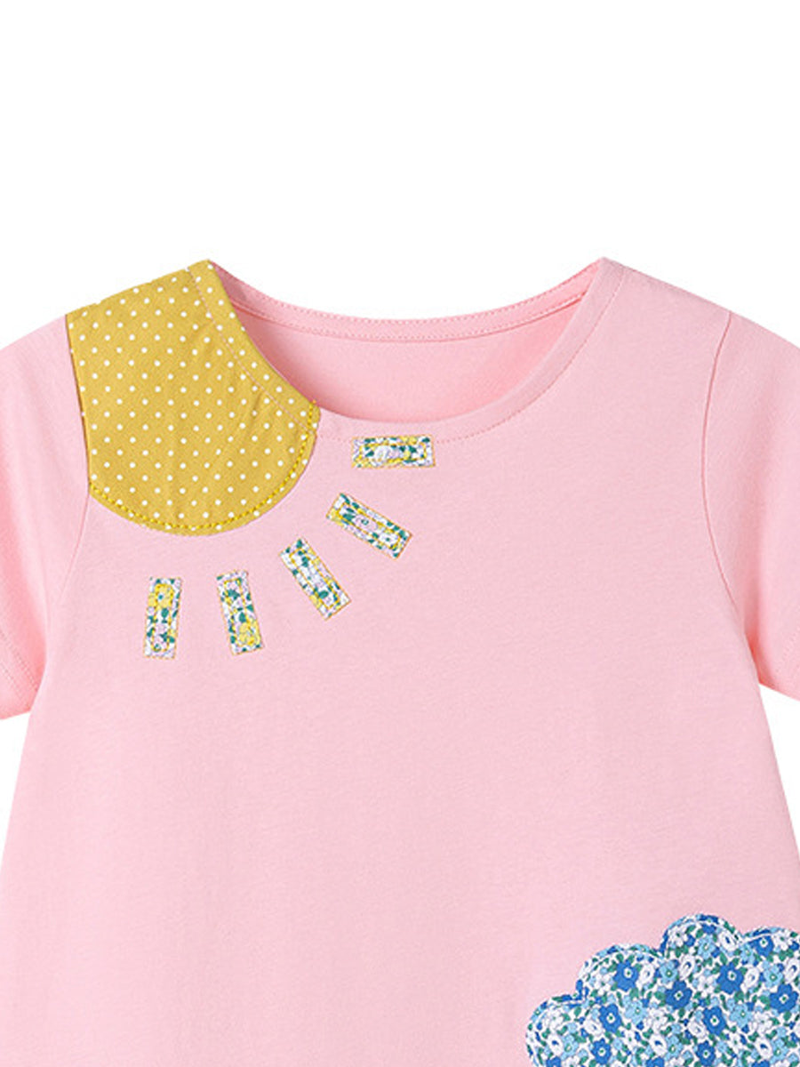 Girls Printed Cotton A-Line Midi Dress