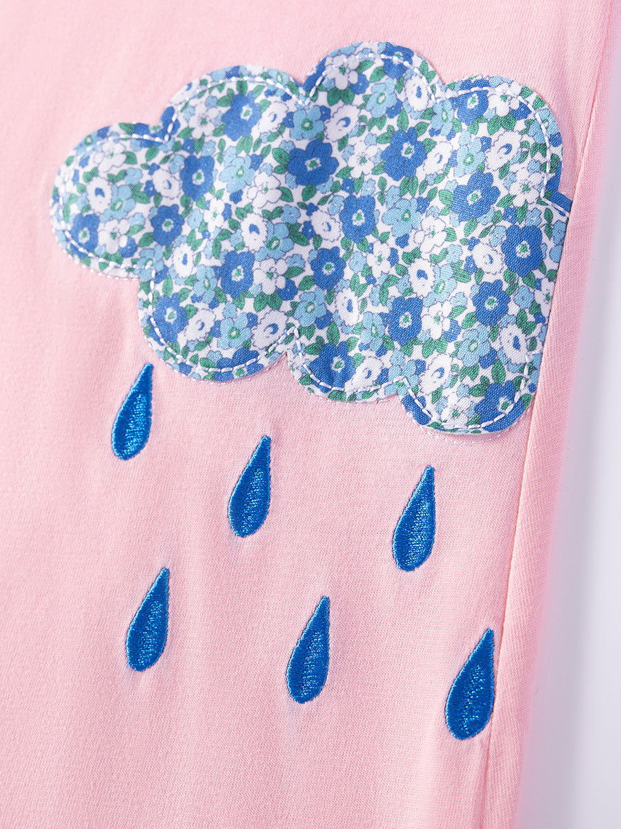 Girls Printed Cotton A-Line Midi Dress