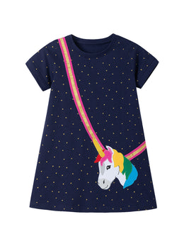 Girls Print A-Line Midi Dress