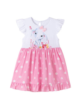 Girls Polka Dot Colourblocked A-Line Midi Dress