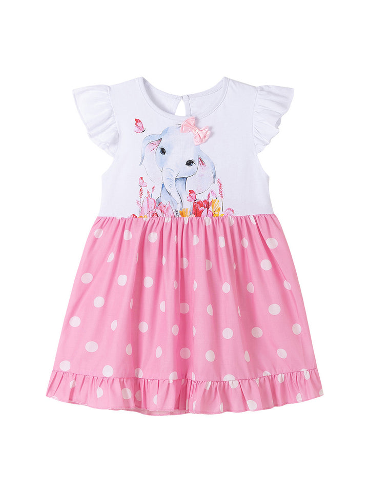 Girls Polka Dot Colourblocked A-Line Midi Dress