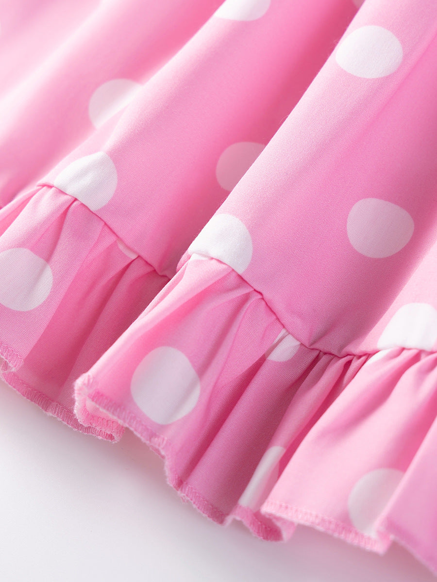 Girls Polka Dot Colourblocked A-Line Midi Dress