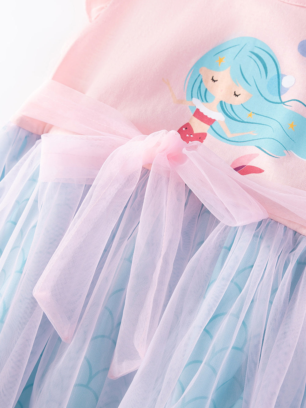 Girls Graphic Print Net A-Line Dress