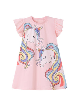 Girl Abstract Print A-Line Midi Dress