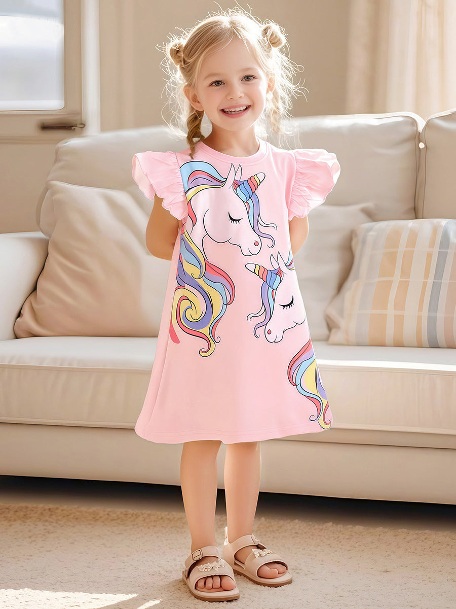 Girl Abstract Print A-Line Midi Dress