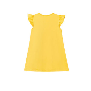Girls Graphic Printed Bow A-Line Dress