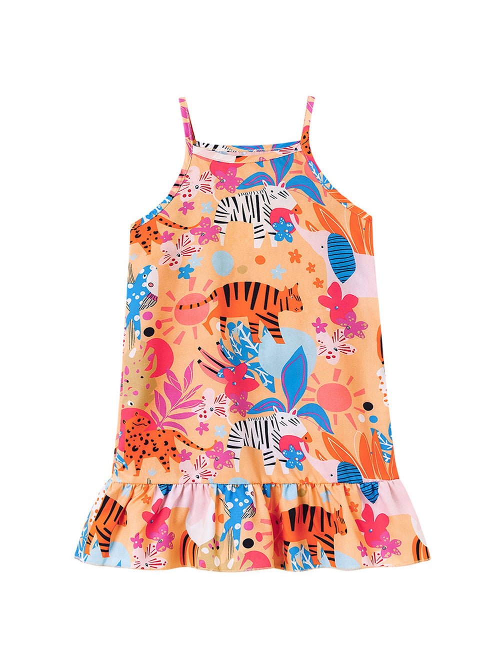 Girls Abstract Printed Shoulder Straps A-Line Mini Dress