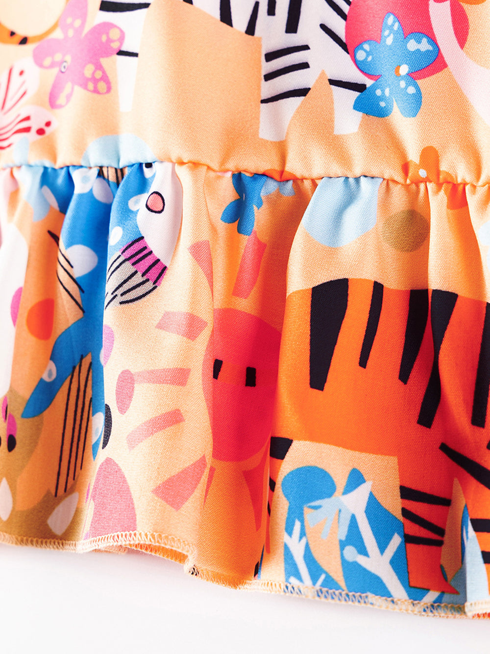 Girls Abstract Printed Shoulder Straps A-Line Mini Dress