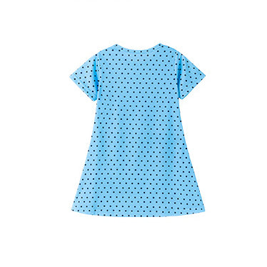 Girls Polka Dots Printed Round Neck A-Line Knee Length Dress