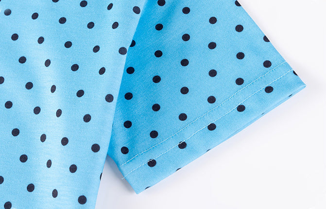 Girls Polka Dots Printed Round Neck A-Line Knee Length Dress