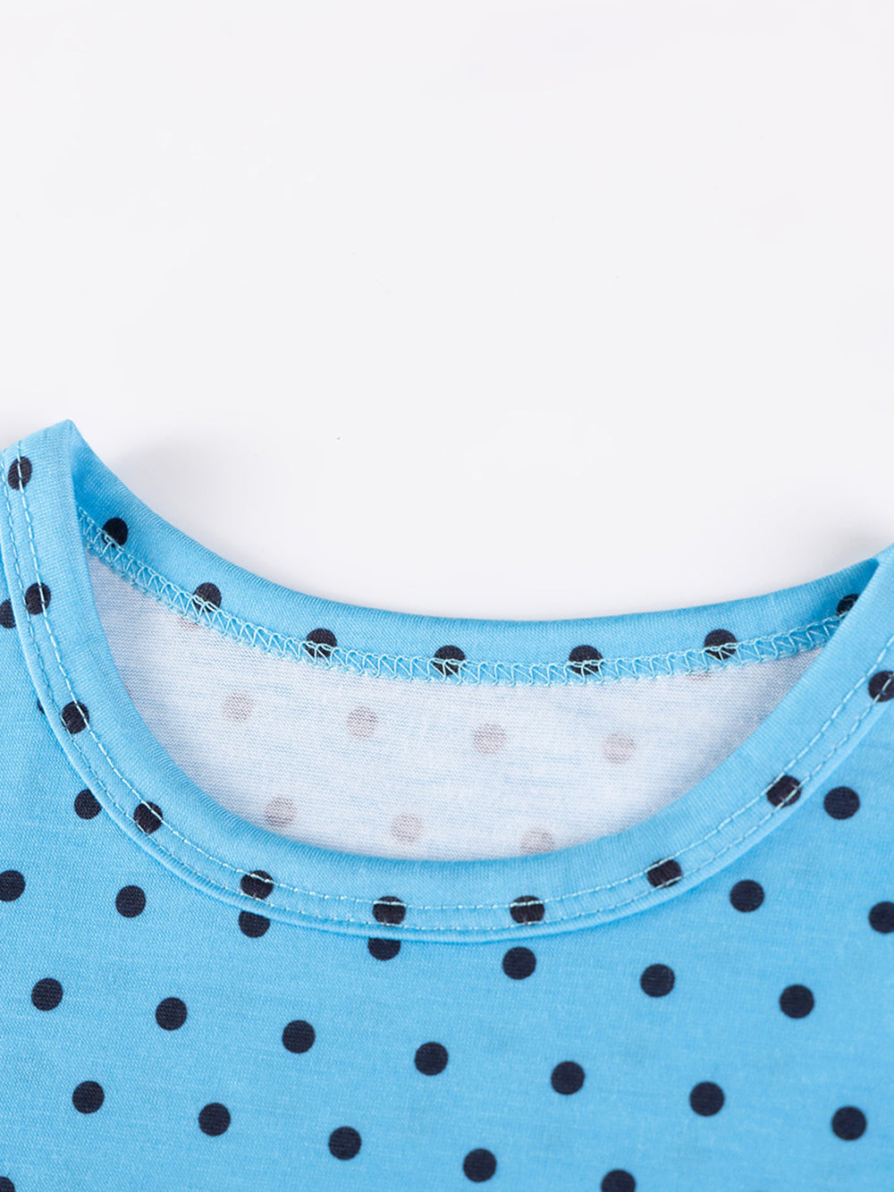 Girls Polka Dots Printed Round Neck A-Line Knee Length Dress