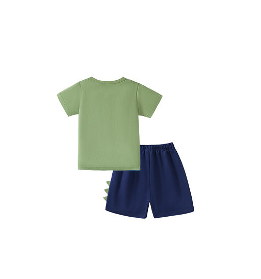 Boys Cartoon Printed Pure Cotton Round Neck T-shirt & Trousers