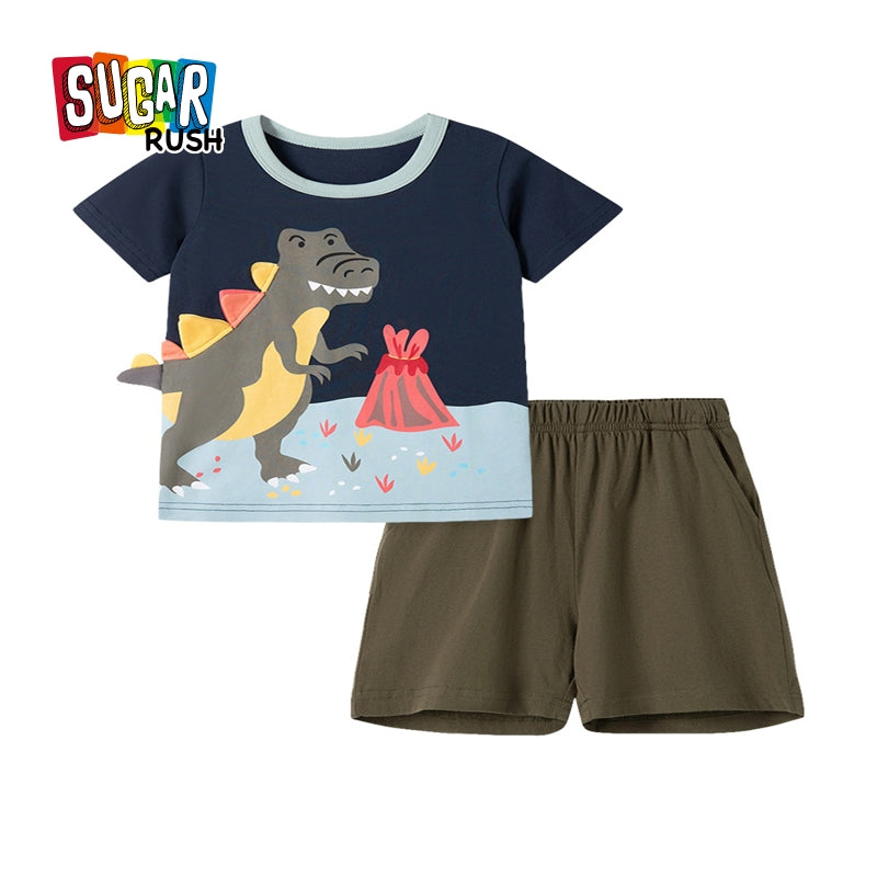 Boys Graphic Printed Pure Cotton T-shirt With Shorts