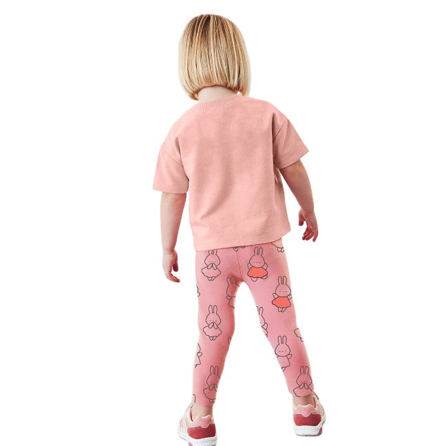 Girls Pink Printed Pure Cotton T-shirt with Pyjamas