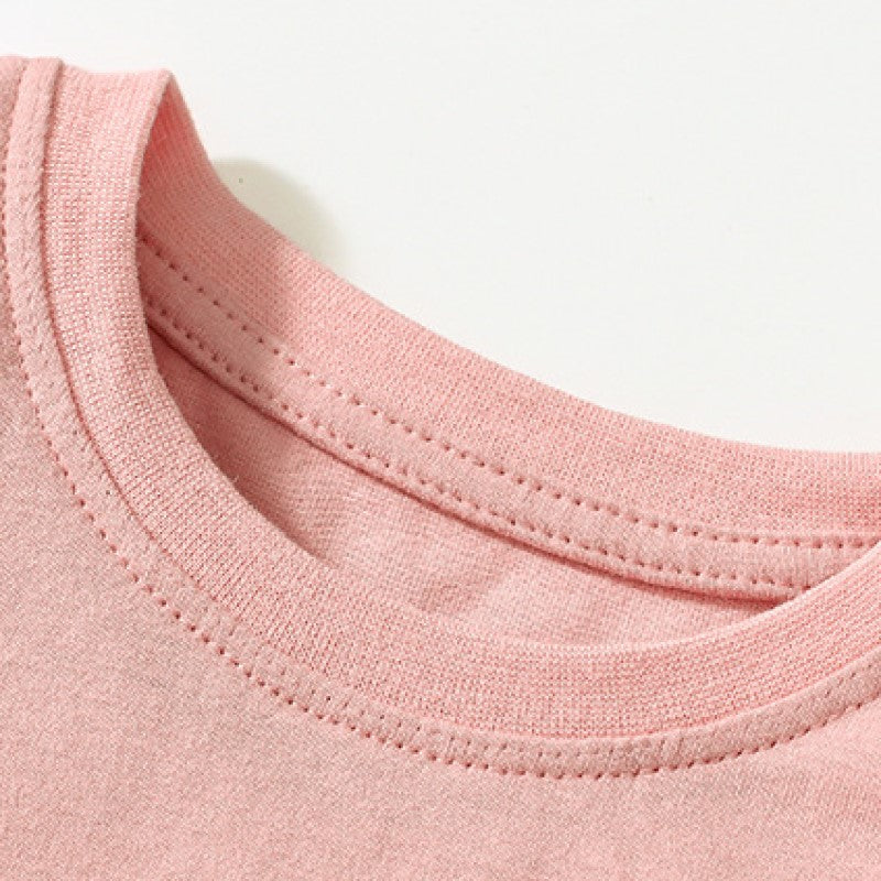 Girls Pink Printed Pure Cotton T-shirt with Pyjamas