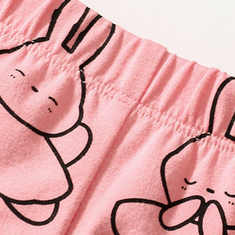 Girls Pink Printed Pure Cotton T-shirt with Pyjamas