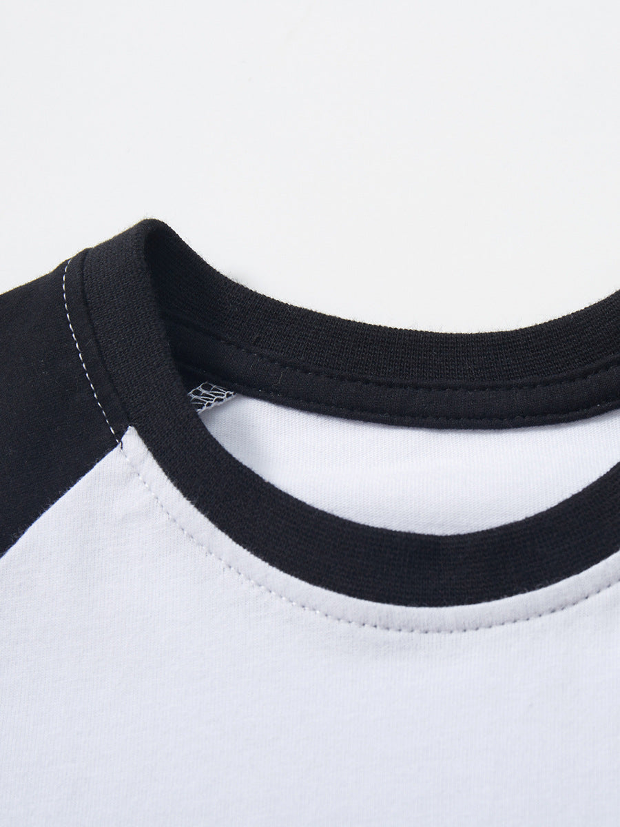Kids White Printed Cotton Regular Fit Round Neck T-shirt