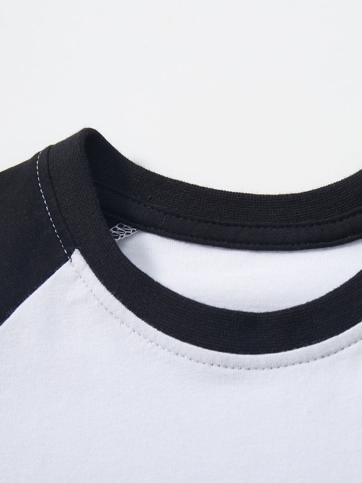 Kids White Printed Cotton Regular Fit Round Neck T-shirt