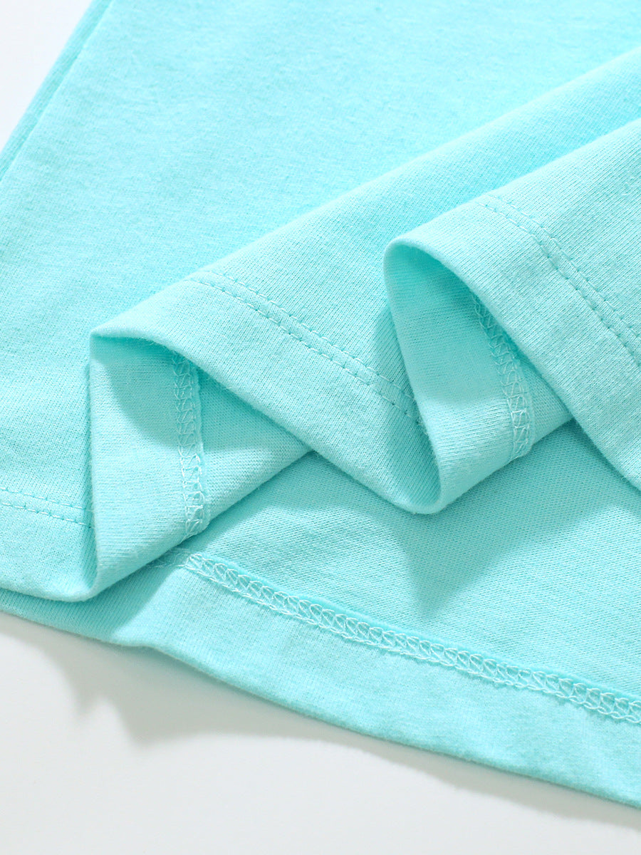 Blue Flutter Sleeve Cotton Top