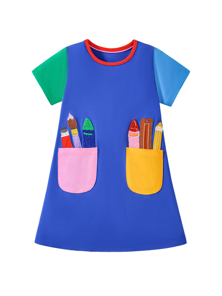 Girls Applique A-line Mini Dress