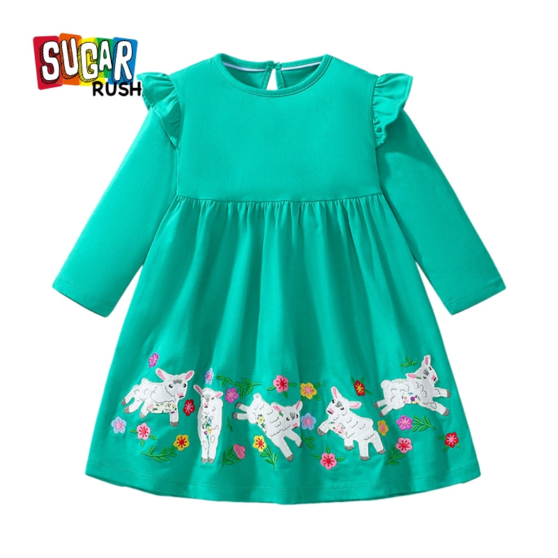 Embroidered A-Line Midi Dress