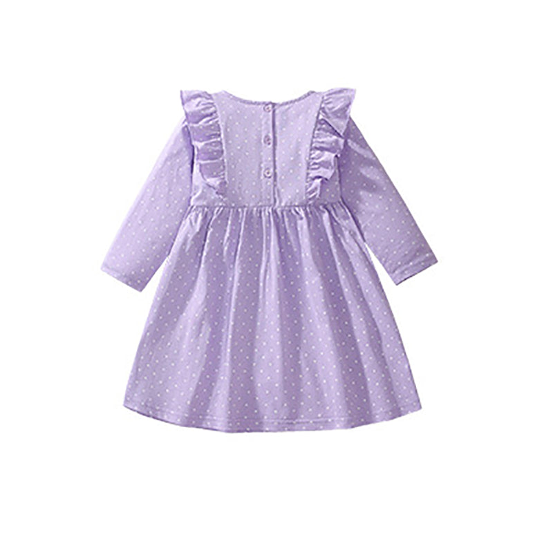 Girl Polka Dot Print A-Line Midi Dress