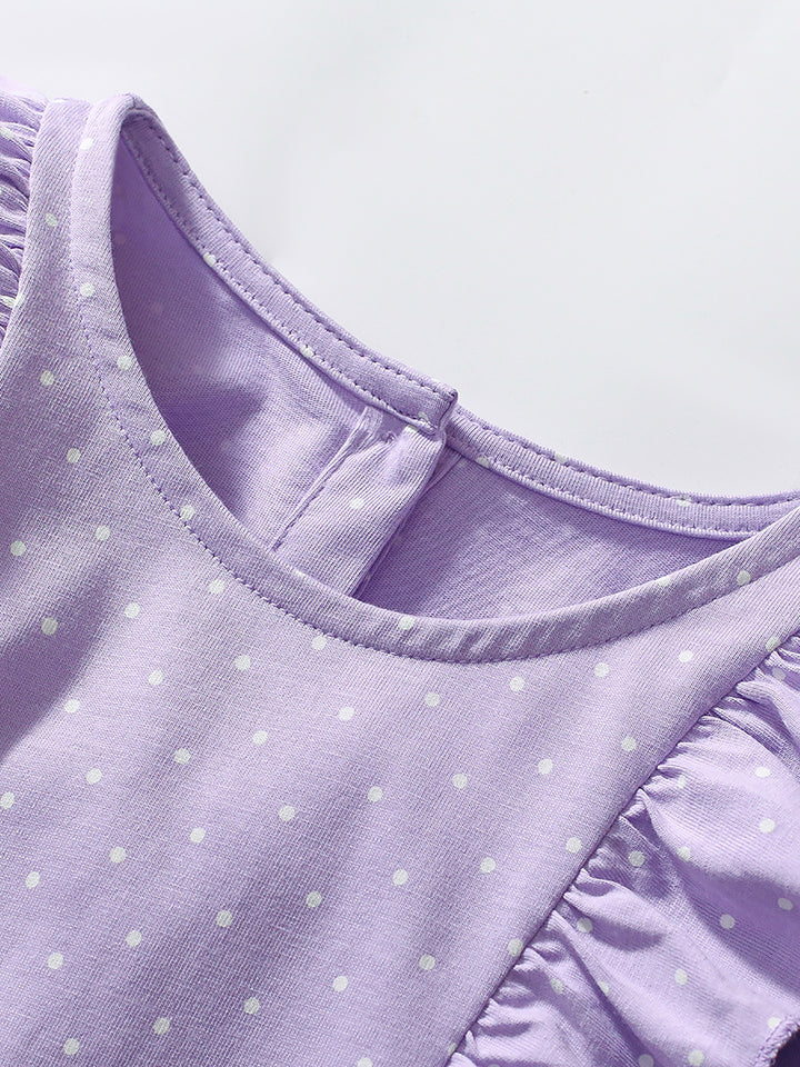 Girl Polka Dot Print A-Line Midi Dress