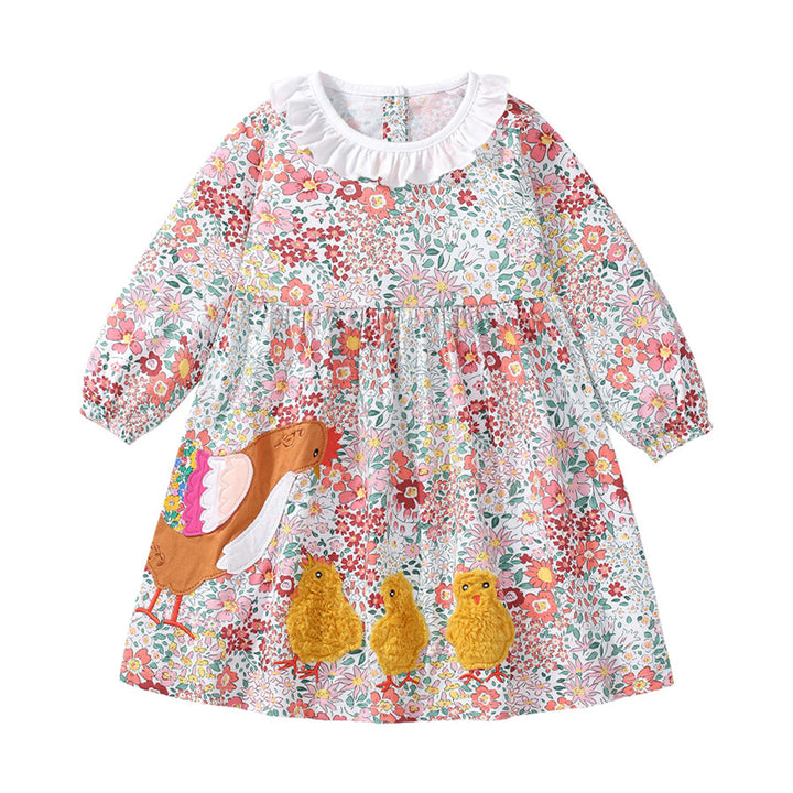 Girls Floral Printed A-Line Midi Dress